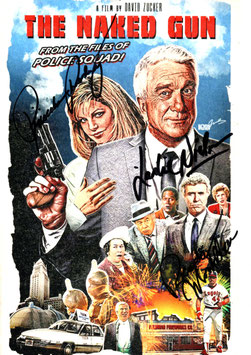 Die nackte Kanone Cast Autogramm Leslie Nielsen Priscilla Preyley Ricardo Montalban