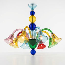 Lampadario Murano Miss Bollicine multicolore moderno