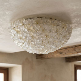 Plafoniera Murano Fiori con Rosette in Vetro Soffiato