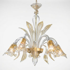 Lampadario 6 Luci Murano Aureliano Spada classico oro autentico