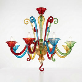 lampadario Murano kaleido 6 luci moderno multicolore