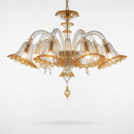 Plafoniera Murano Aurelia 6 luci ambra