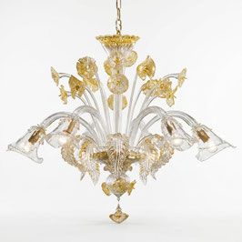 Lampadario Murano Le Calle 6 luci Oro Classico