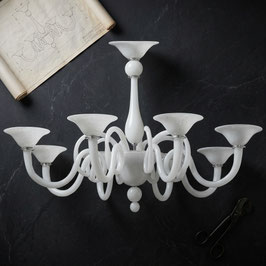 Lampadario Murano Greg 8 luci bianco moderno