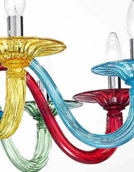Morettina 8 luci lampadario Murano multicolore
