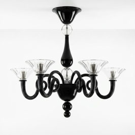 Lampadario Murano Hermes nero e cristallo moderno
