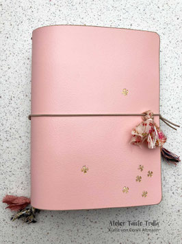 rosa Traveler's Notebook "goldene Blümchen"