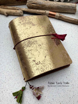goldenes Traveler's Notebook à la Klimt für Notizhefte und/oder Kalender