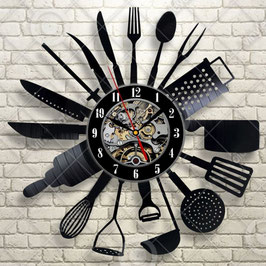 Schallplatten Vinyl Wanduhr Küche