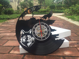 Schallplatten Vinyl Wanduhr Wolf