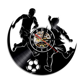 Schallplatten Vinyl Wanduhr Fussball