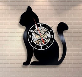 Schallplatten Vinyl Wanduhr Katze