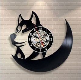 Schallplatten Vinyl Wanduhr Husky