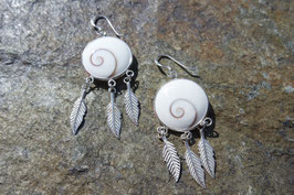 Shiva Eye Earrings with Feathers