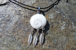 Shiva Eye Pendant with Feathers