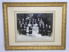 Photo de mariage ancienne dans son cadre d’origine en bois doré / French Antique wedding picture in its original golden wood frame