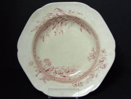 Assiette creuse anglaise terre de fer patinée à décor rose old Hall England / Old Hall England pink patinated ironstone shallow bowl