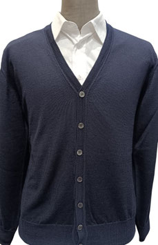 Cardigan bottoni 100% merino blu