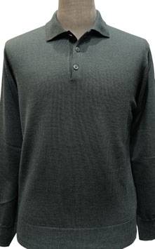 Polo bottoni merino verde
