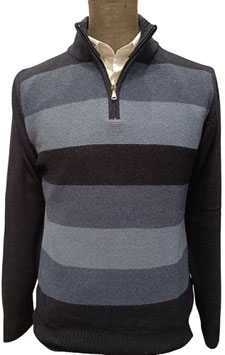 Polo zip Ocean lana-cashmere righe azzurro