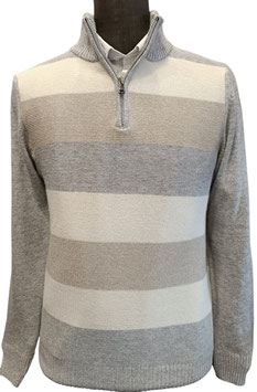 Polo zip Ocean lana-cashmere righe beige
