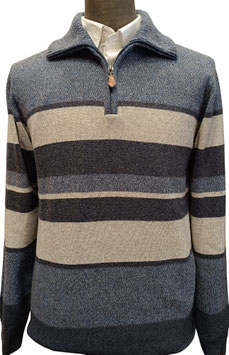 Polo zip Royal Marine 70/30 righe azzurro