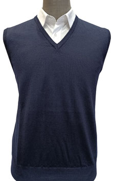 Gilet scollo a V merino blu