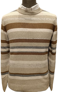 Girocollo RM lana-seta righe beige