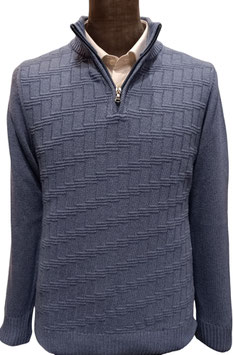 Polo zip Ocean lana-cashmere lavorata celeste