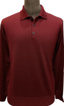 Polo bottoni merino bordeaux