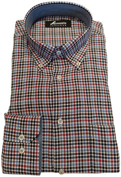SRM Polo flanella a quadri blu-rosso