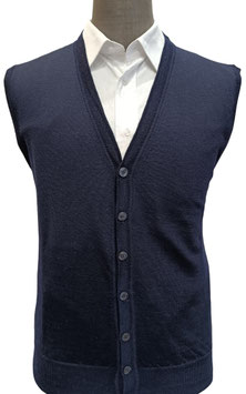 Gilet bottoni merino blu