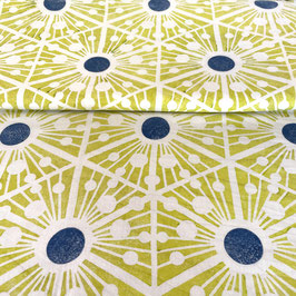Blockprint Fabric  Liv Yellow/Blue Dots