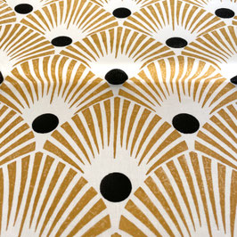 Blockprint Fabric Sona Maize/Black Dots