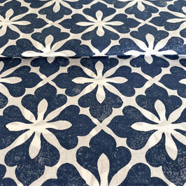 Blockprint Fabric Nielo Dark Blue