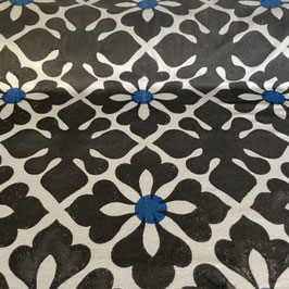 Blockprint Fabric Priya Black /Blue Dots