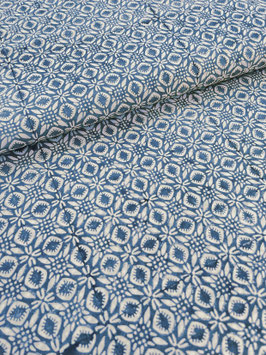 Blockprint Fabric Fior Turquoise