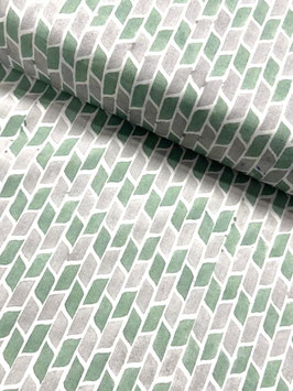 Blockprint Fabric Noah Green Beige
