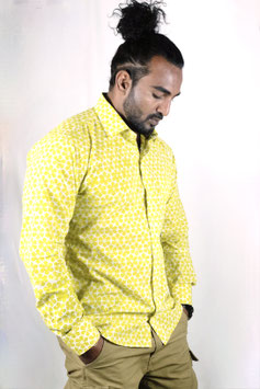 Blockprint Fabric Mavi Small Lime Yellow