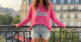 dünner Pulli Love pink