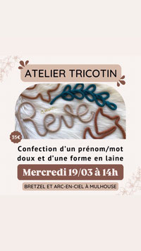 Atelier Tricotin - mercredi 19/03 à 14h