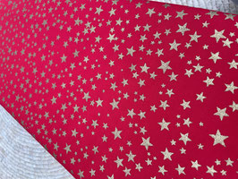 Weihnachtsstoff Sterne Gold  Baumwollstoff rot Baumwolle Webware