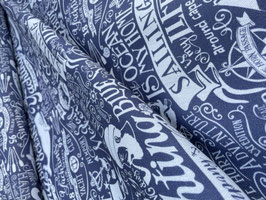 Baumwollstoff Canvas Nautic blau/weiß