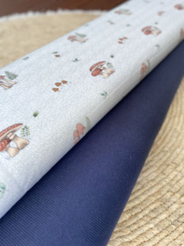 Stoffpaket Sweat Stoff Pilze Strickstoff Uni Nähset