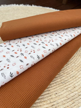 Stoffpaket Jersey Blätter Waffeljersey Rost Nähset