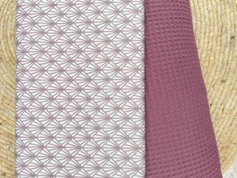 Stoffpaket Waffelpique in Mauve und Popeline  Weiß  mit Rauten altrosa Baumwolle 2x0,5m ideal für Patchwork Deko Kleidung und Heimtextilien