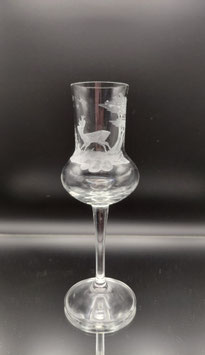 Grappa Glas mit Rehbock