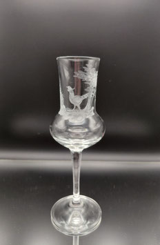 Grappa Glas mit Auerhahn