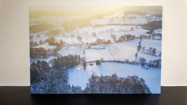 Tableau Alu - Moulin à vent de Bétinac à Valiergues sous la neige vue du ciel