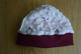 WENDE-BEANIE-Mütze rosa mit Muster GRÖSSE ca. 68